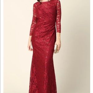 Eva USA burgundy lace gown